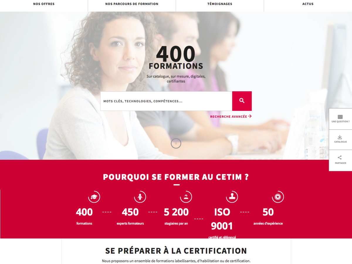 Refonte de la rubrique Formations sur eZ Platform